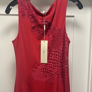 Halston hi-lo dress with asymmetric panels